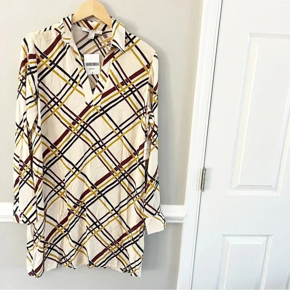 NWT Forever 21 Contemporary Cream Black Stripes Geometric Dress Size Large - Picture 8 of 9